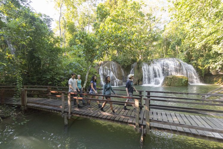 O passeio de trilha e cachoeiras da Estância Mimosa é conduzido por um guia de turismo credenciado e capacidado. Durante o percurso ele garantirá a segurança e fornecerá uma série de informações da região de Bonito MS. 